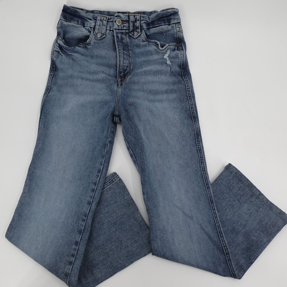 Good American Jeans Womens 8 Blue Flare High Rise Stretch Denim Medium Wash